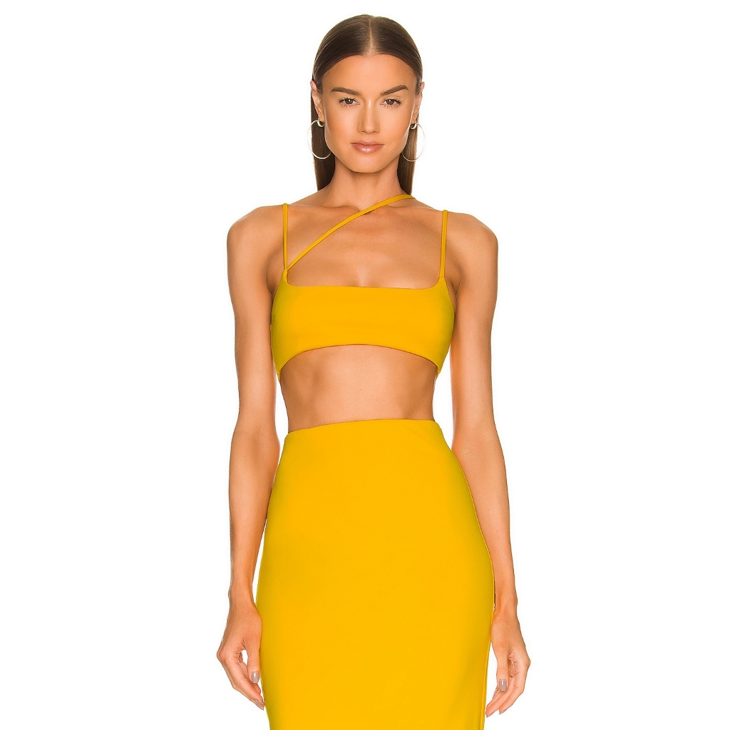 Michael Costello X Revolve Amira Crop Top Citrus Yellow Size Small Strappy
